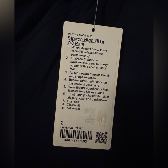 Lululemon Stretch High-Rise Pant 7/8 Length in True Navy - Picture 5 of 6